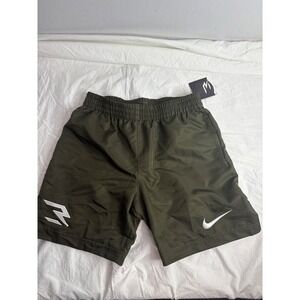 NWT Nike Athletic Shorts Olive Green Embroidered Logo Elastic Waist Size 8-10